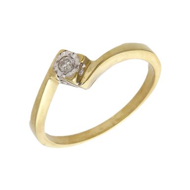 Pre-Owned 9ct Gold Illusion Set Diamond Solitaire Twist Ring