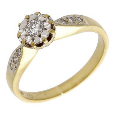 Pre-Owned 18ct Gold 0.20ct Illusion Set Diamond Solitaire Ring