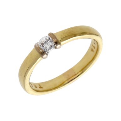 Pre-Owned 18ct Gold 0.16ct Diamond Solitaire Set Band Ring
