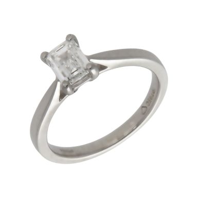 Pre-Owned Platinum 0.70ct Emerald Cut Diamond Solitaire Ring