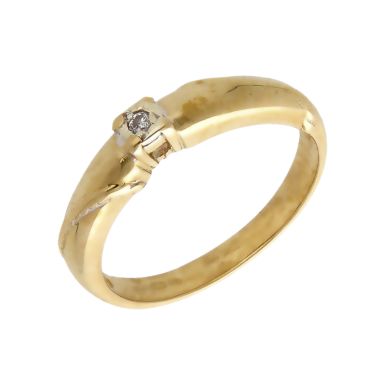 Pre-Owned 9ct Gold Illusion Set Diamond Solitaire Band Ring