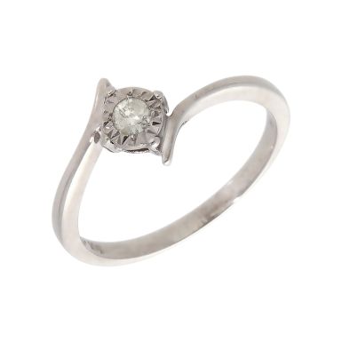 Pre-Owned 9ct White Gold 0.10ct Diamond Solitaire Twist Ring