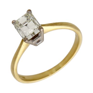 Pre-Owned 18ct Gold 1.01ct Emerald Cut Diamond Solitaire Ring