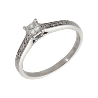 Pre-Owned 9ct Gold 0.28ct Diamond Solitaire & Shoulders Ring