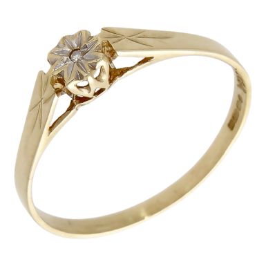 Pre-Owned 9ct Yellow Gold Illusion Diamond Solitaire Ring
