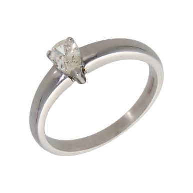 Pre-Owned 9ct White Gold 0.31ct Pear Cut Diamond Solitaire Ring
