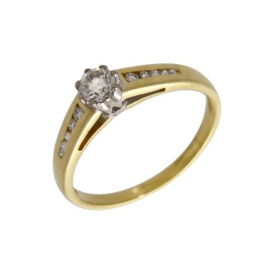 Pre-Owned 18ct Gold 0.33ct Diamond Solitaire & Shoulders Ring