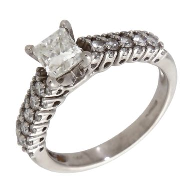 Pre-Owned 14ct White Gold Princess Cut Diamond Solitaire Ring