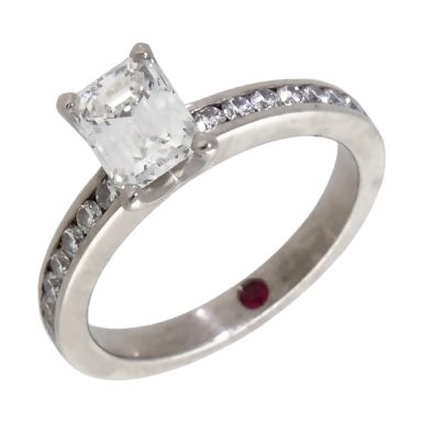 Pre-Owned 18ct White Gold Emerald Cut Diamond Solitaire Ring