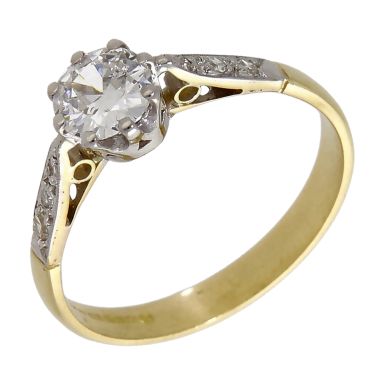 Pre-Owned 18ct Gold 0.50ct Diamond Solitaire & Shoulders Ring