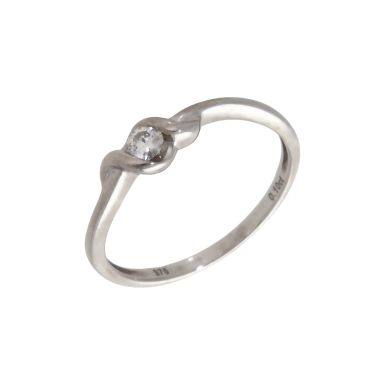 Pre-Owned 9ct White Gold 0.10ct Diamond Solitaire Wave Ring