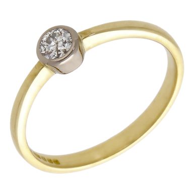 Pre-Owned 18ct Yellow Gold Rubover Diamond Solitaire Ring
