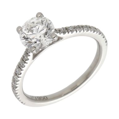 Pre-Owned Platinum GIA Diamond Solitaire & Shoulders Ring