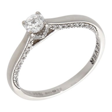 Pre-Owned 18ct White Gold Diamond Solitaire & Shoulders Ring