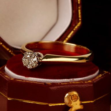 Pre-Owned Vintage 1976 18ct Gold Old Cut Diamond Solitaire Ring