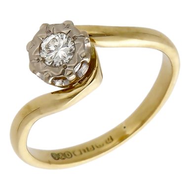 Pre-Owned 18ct Yellow Gold 0.15ct Diamond Solitaire Twist Ring