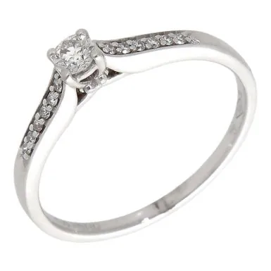 Pre-Owned 9ct Gold Diamond Solitaire With Diamond Shoulders Ring