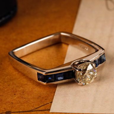 Pre-Owned Vintage 1980 18ct White Gold Sapphire & Diamond Ring