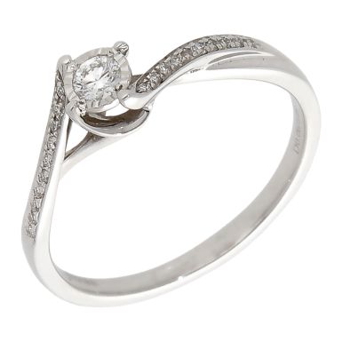 Pre-Owned 18ct White Gold Diamond Solitaire Twist Ring