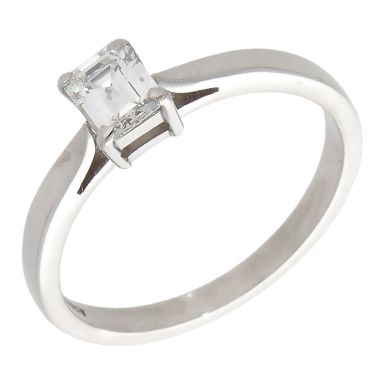 Pre-Owned Platinum 0.33ct Emerald Cut Diamond Solitaire Ring