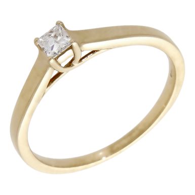 Pre-Owned 9ct Yellow Gold Princess Cut Diamond Solitaire Ring