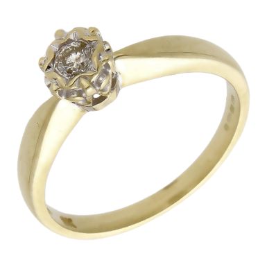 Pre-Owned 9ct Yellow Gold 0.10ct Diamond Solitaire Ring