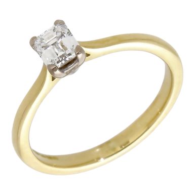 Pre-Owned 18ct Gold 0.67ct Emerald Cut Diamond Solitaire Ring