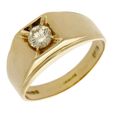 Pre-Owned Vintage 1974 18ct Gold Diamond Solitaire Signet Ring