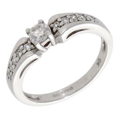 Pre-Owned 9ct White Gold Diamond Solitaire Ring