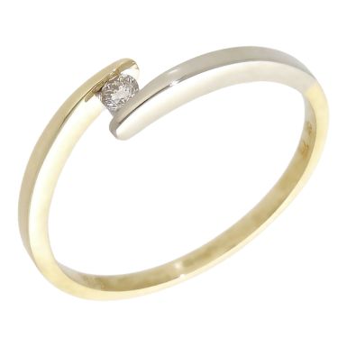 Pre-Owned 9ct Yellow & White Gold Diamond Solitaire Twist Ring
