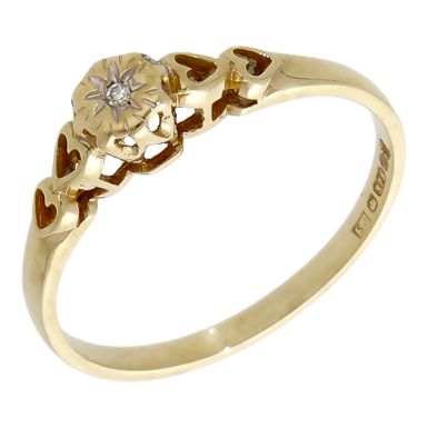 Pre-Owned 9ct Yellow Gold Illusion Set Diamond Solitaire Ring