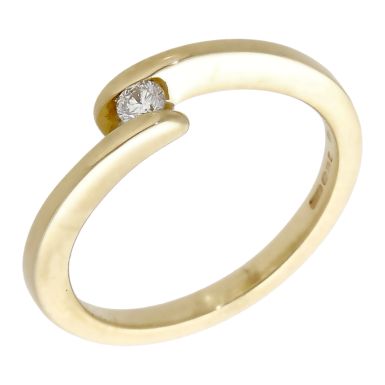 Pre-Owned 9ct Yellow Gold Diamond Solitaire Cross Over Ring