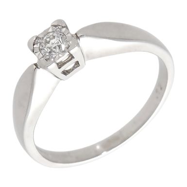 Pre-Owned 9ct White Gold Illusion Set Diamond Solitaire Ring