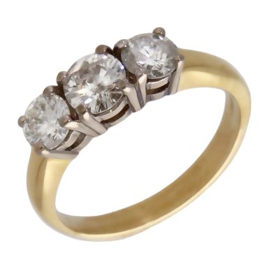 Pre-Owned 9ct Yellow Gold 1.00ct Diamond Trilogy Ring