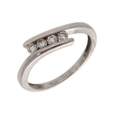 Pre-Owned 9ct White Gold 0.15ct Diamond Crossover Twist Ring