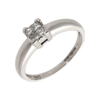 Pre-Owned Platinum 0.20ct Princess Cut 4 Diamond Cluster Ring
