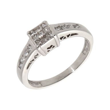 Pre-Owned 18ct White Gold 0.33ct Mixed Cut Diamond Cluster Ring