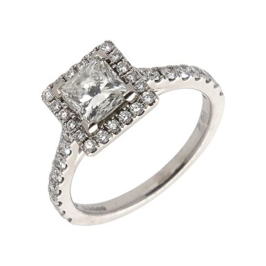 Pre-Owned Platinum 1.25ct Princess Cut Diamond Halo Ring
