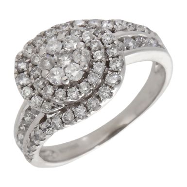 Pre-Owned 14ct White Gold Diamond Cluster Twist Ring