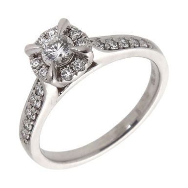Pre-Owned Platinum 0.40ct Diamond Halo Cluster Ring