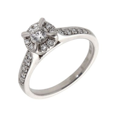 Pre-Owned Platinum 0.40ct Diamond Halo Cluster Ring