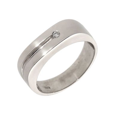 Pre-Owned 9ct White Gold Diamond Set Signet Style Band Ring