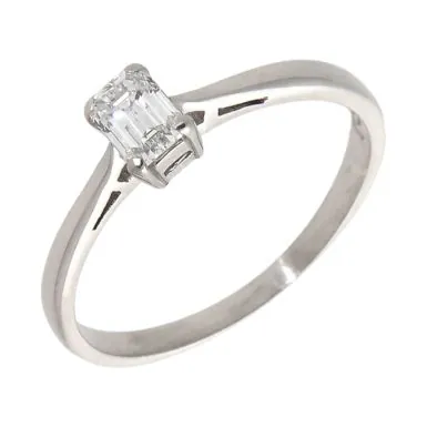 Pre-Owned 18ct Gold 0.33ct Baguette Cut Diamond Solitaire Ring
