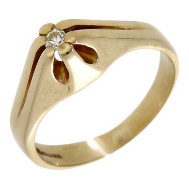 Pre-Owned 9ct Yellow Gold Diamond Solitaire Set Signet Ring