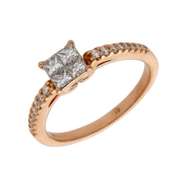 Pre-Owned 18ct Rose Gold 0.64ct Diamond Cluster Ring