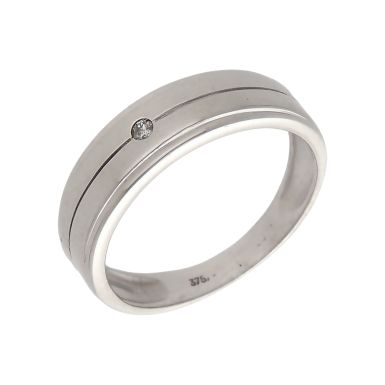 Pre-Owned 9ct White Gold Diamond Set Signet Style Band Ring