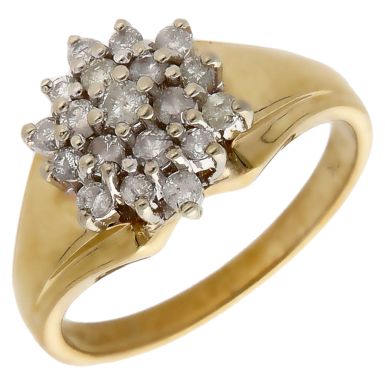 Pre-Owned 9ct Yellow Gold 0.50ct Diamond Cluster Ring