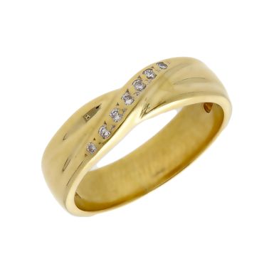 Pre-Owned 18ct Yellow Gold Diamond Set Crossover Wave Band Ring