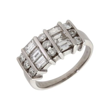 Pre-Owned 14ct Gold 1.00ct Mixed Cut Diamond Multi Row Ring