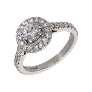 Pre-Owned Platinum 1.01ct Diamond Halo Ring